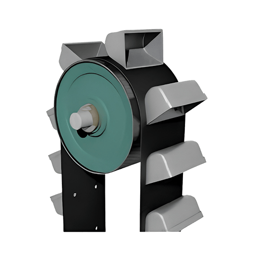 Custom elevator wheel and bucket assembly